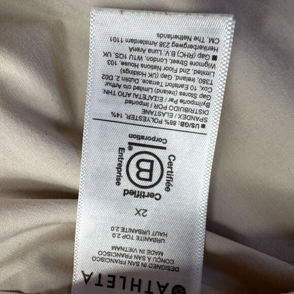 Athleta Urbanite Shirt 2X Women Beige Button Long Sleeve Stretch Career Comfort - Picture 4 of 7